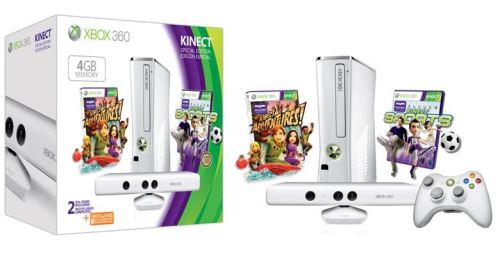 Console Xbox 360 4 Go + Kinect Blanche + Sports + Kinect Adventures ! + Carte Xbox Live 3 Mois