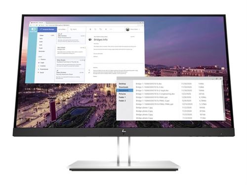 Hp E23 G4 - E-Series - Écran Led - 23" - 1920 X 1080 Full Hd (1080P) @ 60 Hz - Ips - 250 Cd/M² - 1000:1 - 5 Ms - Hdmi, Vga, Displayport - Noir, Argent - Promo - Smart Buy