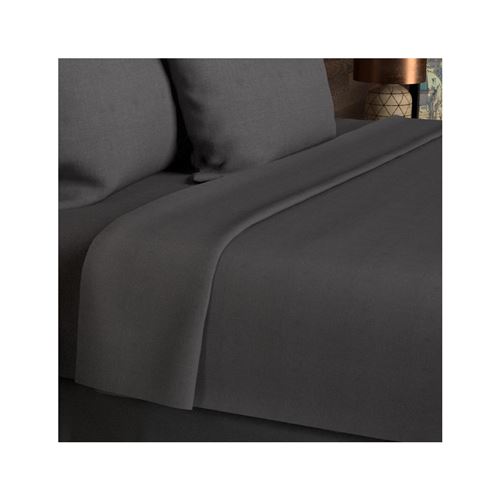 Drap plat 240x290 cm en coton 57 Fils SOLEIL D'OCRE anthracite