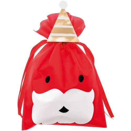 Grand Sac Cadeau en tissu Rouge - Père Noël - 30 x 45 cm