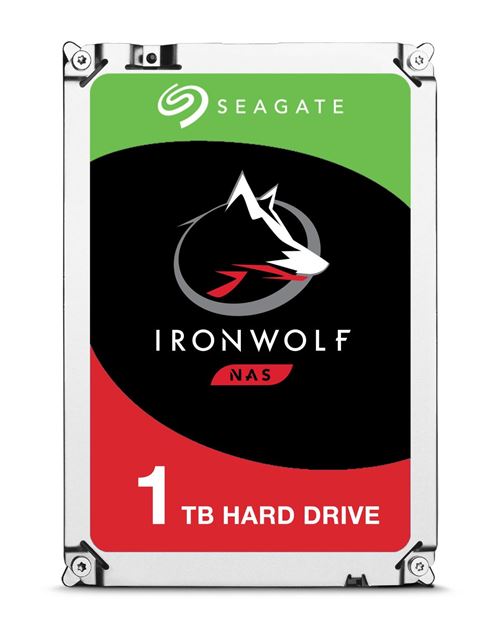 Seagate IronWolf ST1000VN002 - Disque dur - 1 To - interne - 3.5 - SATA 6Gb/s - 5900 tours/min - mémoire tampon : 64 Mo
