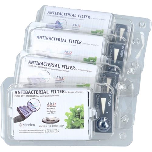 Lot De 4 Filtres Anti-Bactériens Ant001 pour Réfrigérateur Whirlpool