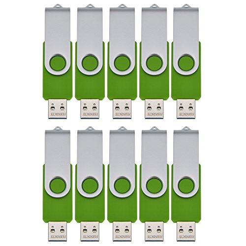 FEBNISCTE 10 Pièce Clé USB 256MB(NOT 256GB) New Rotatif Vert Mémoire USB