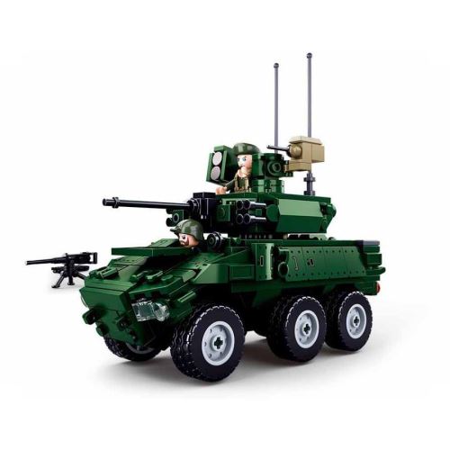 Jeu de construction brique emboitable compatible lego sluban modelbricks véhicule de combat infanterie à roues militaire armée m38 b0753 soldats articulés