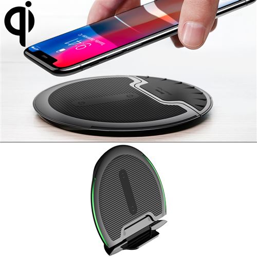 (#19) Baseus Desktop Foldable 10W Max 3-coil Vertical Horizontal Qi Wireless Charger Pad with 1m Micro USB Cable, For iPhone, Galaxy, Nokia, Sony, Google, MOTO and Other Smart Phones(Black)