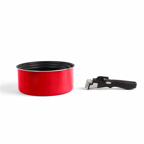 LIVOO Feel good moments Set de 3 casseroles manche amovible Rouge