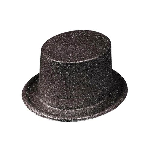 chapeau haut-de-forme noir pailleté - 0700049-N