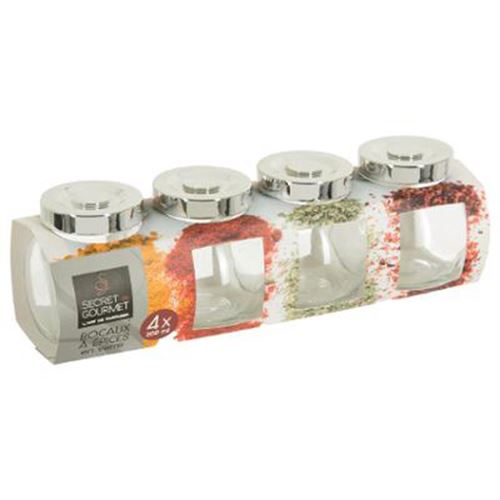 Lot de 4 Bocaux à Épices Loupa 200ml Transparent