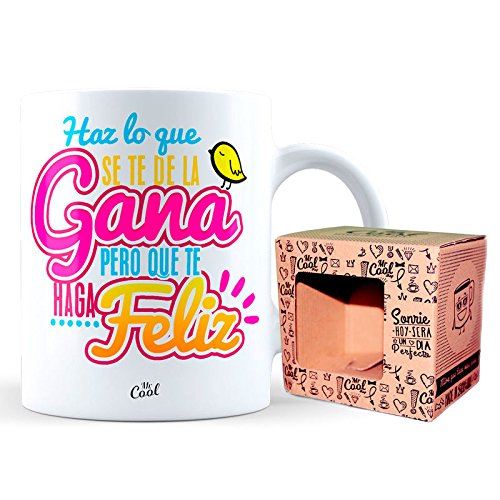 Mr Cool co-t185 Tasse céramique 33 Cl dans une boîte cadeau avec Message 'Faisceau Lo Que Te de La Gana mais que te faire heureux'