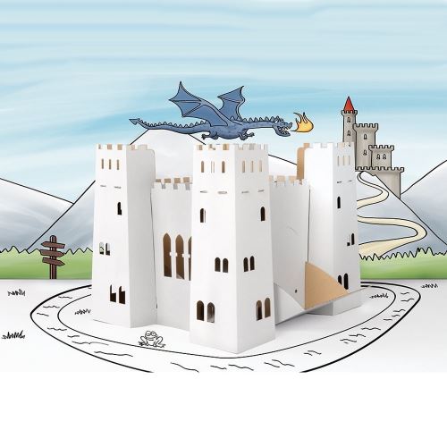 Chateau fort en carton, a construire colorier décorer maison - guizmax