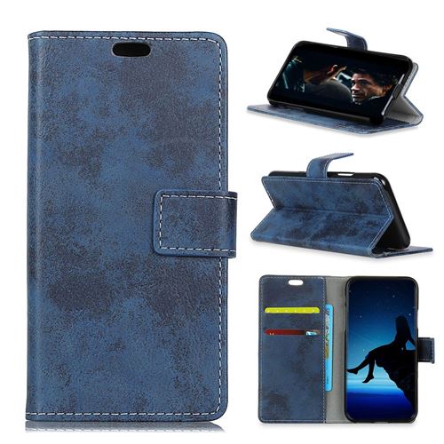 Etui en PU style vintage bleu pour votre HTC U12 Plus