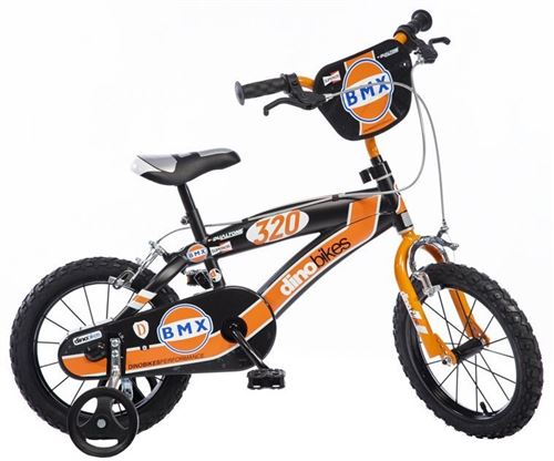 Dino BMX 16 pouces 25 cm Garçon Frein à serrer Noir/Orange