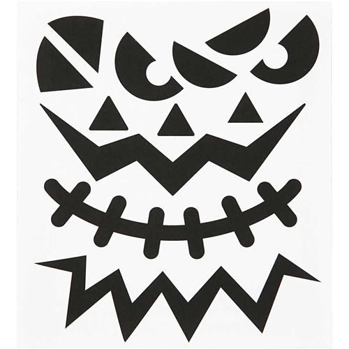 Creotime sticker halloween grands visages 16,5 x 15 cm 12 pièces
