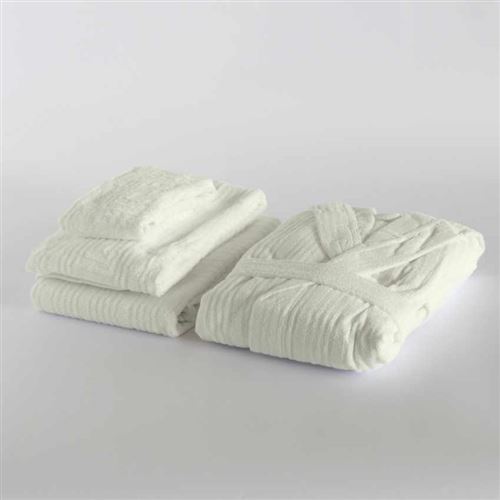 Set 3 Serviettes avec Peignoir Svad Dondi Times Square, Taille: S, Couleur: Blanc - Argent