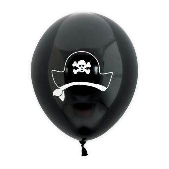 6 ballons de baudruche gonflables Ø 25 cm - Pirate - 1