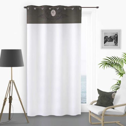 Rideau à oeillets en coton 135x250 cm MEDAILLON gris