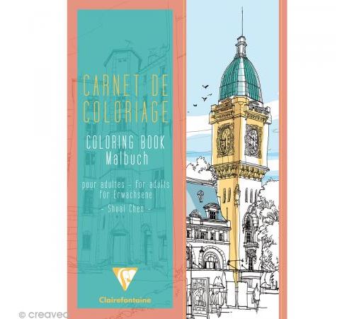 Carnet de coloriage Villes pour adulte - 24 pages - 21 x 29,7 cm