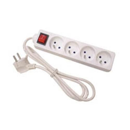 Neklan 2020212 Multiprise 2P+T 4 prises avec interrupteur Blanc