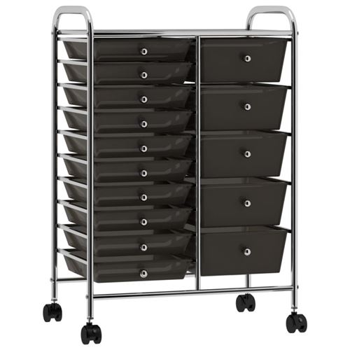vidaXL XXL Schubladenwagen mit 15 Schubladen Schwarz Kunststoff