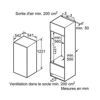 réfrigérateur 1 porte intégrable à glissière 54cm 200l a++ - k1554xsf0