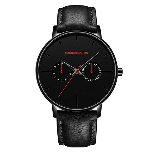 Montre à quartz HANNAH MARTIN Homme HM-150PNR - Noir&Rouge(40mm)