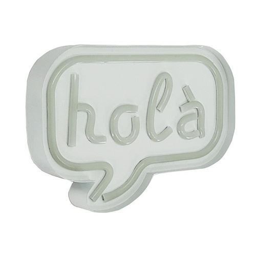 Décoration néon Hola - Structure en métal, Plastique et cuivre - 24 x 4,5 x 18 cm - 3 Piles AA Non fournies