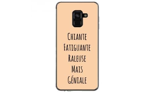 Coque souple pour Samsung Galaxy A8 2018 avec impression Motifs Chiante mais Géniale beige