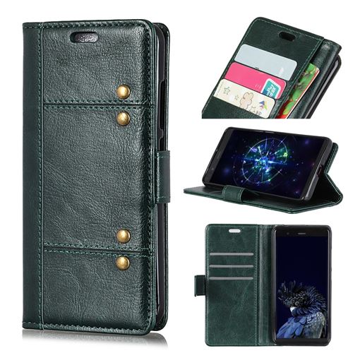 Etui en PU rivet vert pour votre Motorola Moto G7