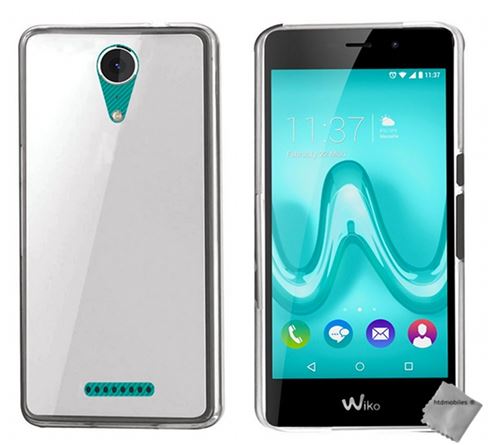 Housse etui coque pochette silicone gel fine pour Wiko Jerry 2 avec film ecran - BLANC TRANSPARENT