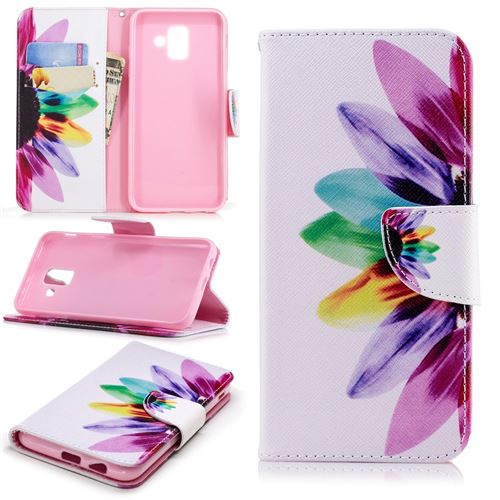 Etui en PU pétales colorés pour votre Samsung Galaxy A6 (2018)