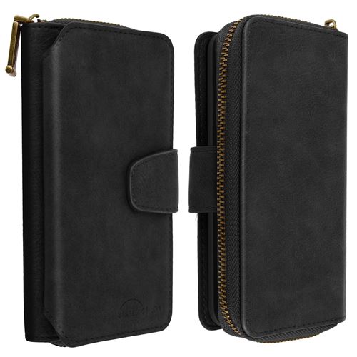 Étui Galaxy A10 Portefeuille Cuir 2 en 1 Coque Magnétique Détachable noir