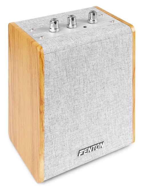 Enceinte Retro Vintage 4 Fenton Vbs40 Entrée Aux 3.5 Mm Et Technologie Sans Fil Bluetooth Couleur Bois/gris