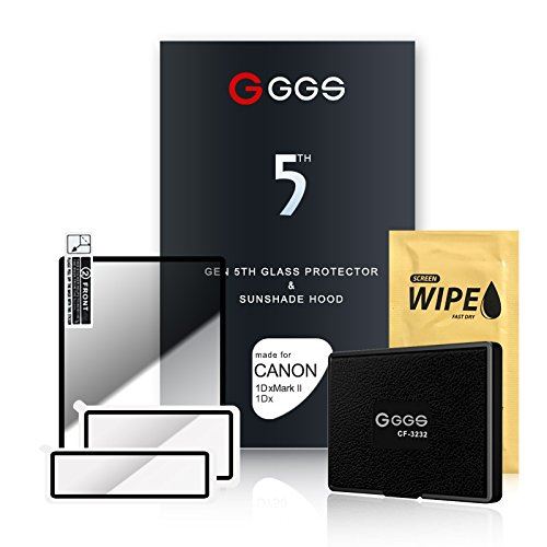 GGS Larmor 5ème génération Ensemble de hotte Parasol et protection d'écran en verre pour Canon EOS 1d Mark, 1d Mark II – Transparent