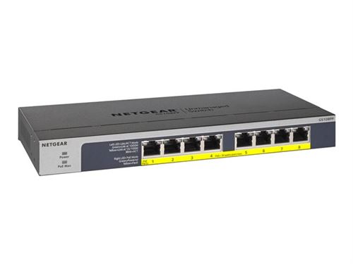 Netgear GS108LP-100EUS Switch 8 Ports PoE + / Gigabit Ethernet RJ-45, Couleur Chrome