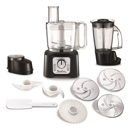 Moulinex DoubleForce Compact FP546811 - Robot multi-fonctions - 800 Watt - noir/gris foncé