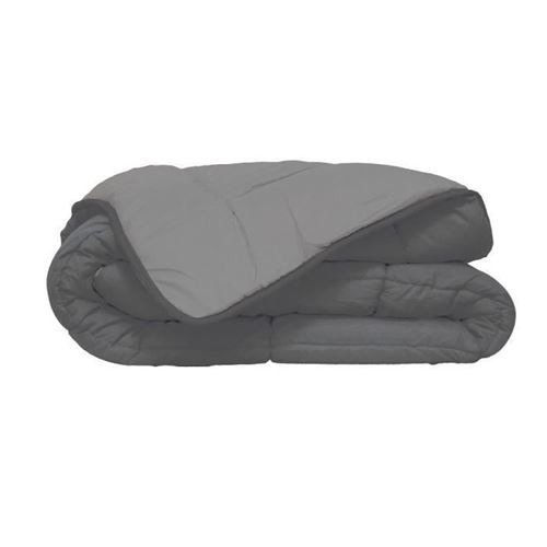 HUDSON Couette legere Microfibre 200g/m2 240x260cm Acier + Argent