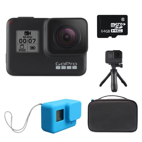 GoPro HERO 7 noir (standard) + kit de voyage combo [bundle 5]