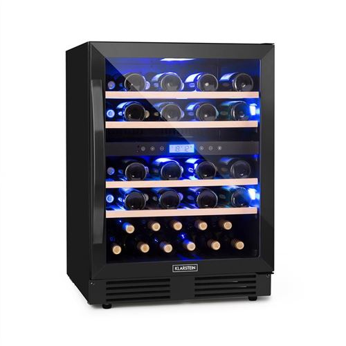 Klarstein Vinovilla Onyx 43 Cave à vin réfrigérée 2 zones de température 129 litres - 43 bouteilles