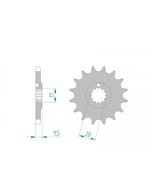 Pignon AFAM 13 dents acier anti-boue pas 428 type 94202 KTM SX 85