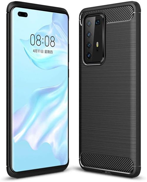 Housse de protection pour Huawei P40 Fibre de Carbone Noir
