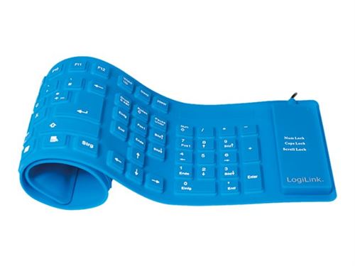 LogiLink Flexible Waterproof - Toetsenbord - PS/2, USB - QWERTZ - Duits - blauw