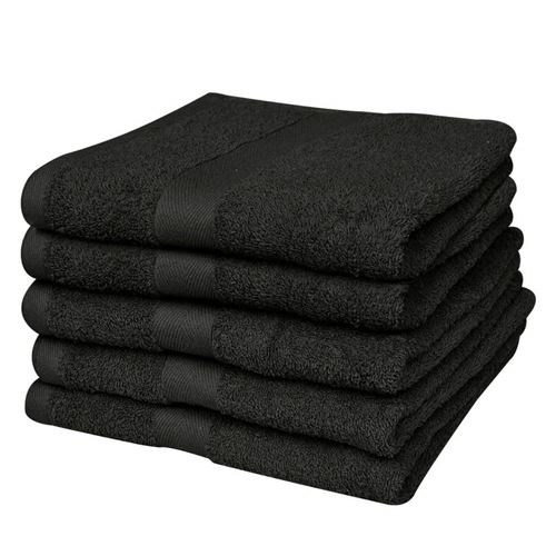 vidaXL Lot de 5 serviettes de toilette noires 50 x 100 cm 100% coton 500 gsm