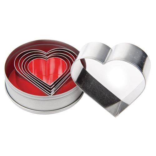Lot de 6 emporte-pièces en forme de coeur vogue