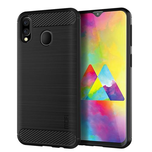 Coque en TPU fibre de carbone noir pour votre Samsung Galaxy M20