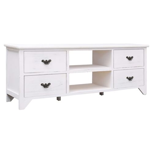 vidaXL Meuble TV antique Blanc 115 x 30 x 40 cm Bois