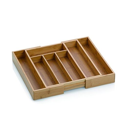 Kela 12012 range couverts extensible en bambou, 7 compartiments, 28,5-39x33x5 cm, kalma