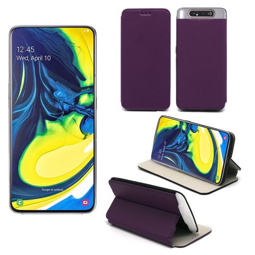 Housse Samsung Galaxy A80 violette - Etui Coque Samsung Galaxy A80 Protection antichoc à rabat Smartphone 2019 - Accessoires Pochette Case XEPTIO