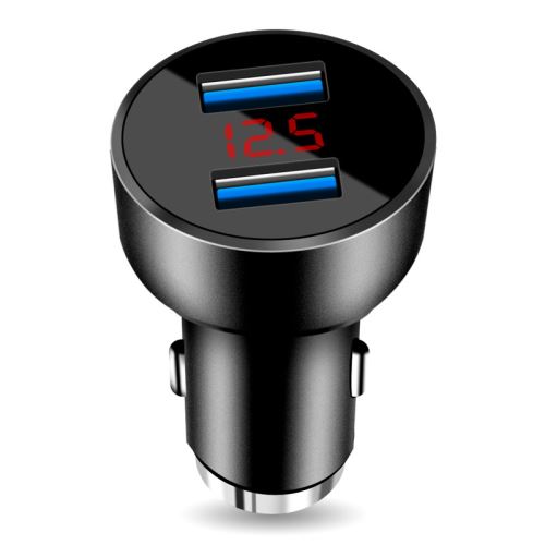 WISETONY® Chargeur de voiture en alliage d'aluminium rapide et intelligent avec 2 ports USB 3.4A - Noir
