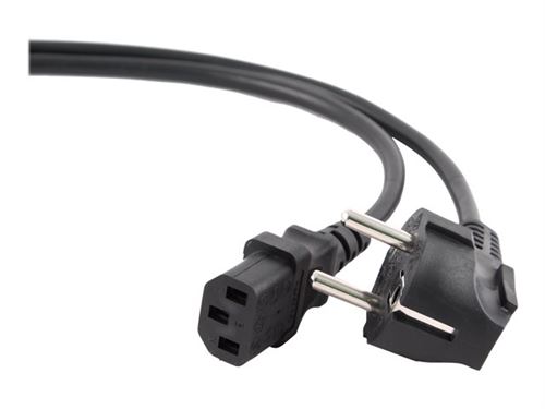 Gembird PC-186-VDE-3M - Câble d'alimentation - power CEE 7/7 (M) incliné  pour power IEC 60320 C13 droit - 10 A - 3 m - moulé - noir
