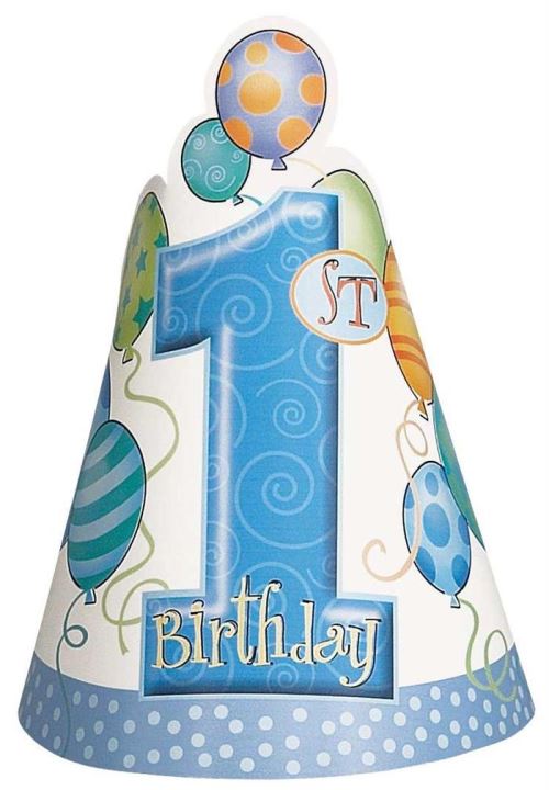 Haza Original chapeaux de fête premier anniversaire bleu 8 pièces
